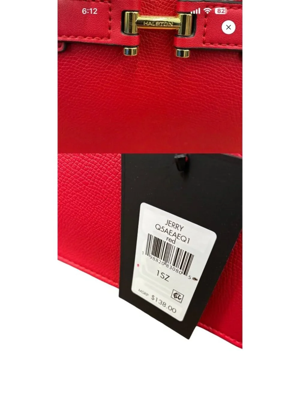 Halston Jerry Red Tote Bag NWT Faux Leather Top Handle Shoulder Bag MSRP $138
